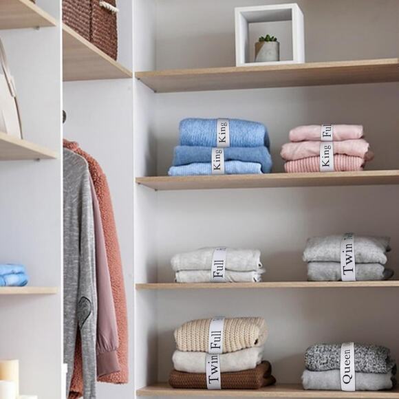 12 PC Bed Sheet Organizer Bands Storage Labels Keepers Linen Closet Straps Sizes - Picture 7 of 7